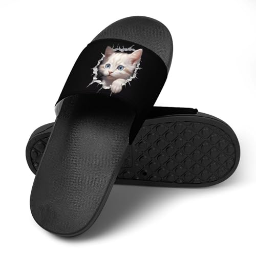 Cat Peeking Out Hole House Sandals Non-Slip Bathroom Slippers Beach Summer Shoes for Men Women4