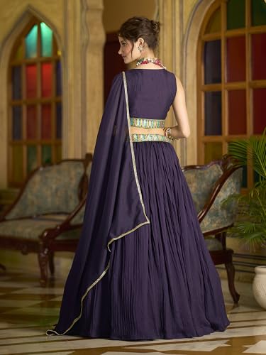 Image of PURVAJA Women's Silk Semi-Stitched Lehenga choli