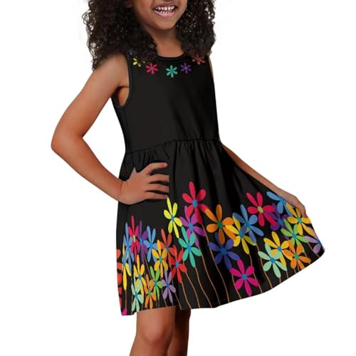 Kids Summer Sleeveless Dresses Birthday Beach School Travel Sundress3