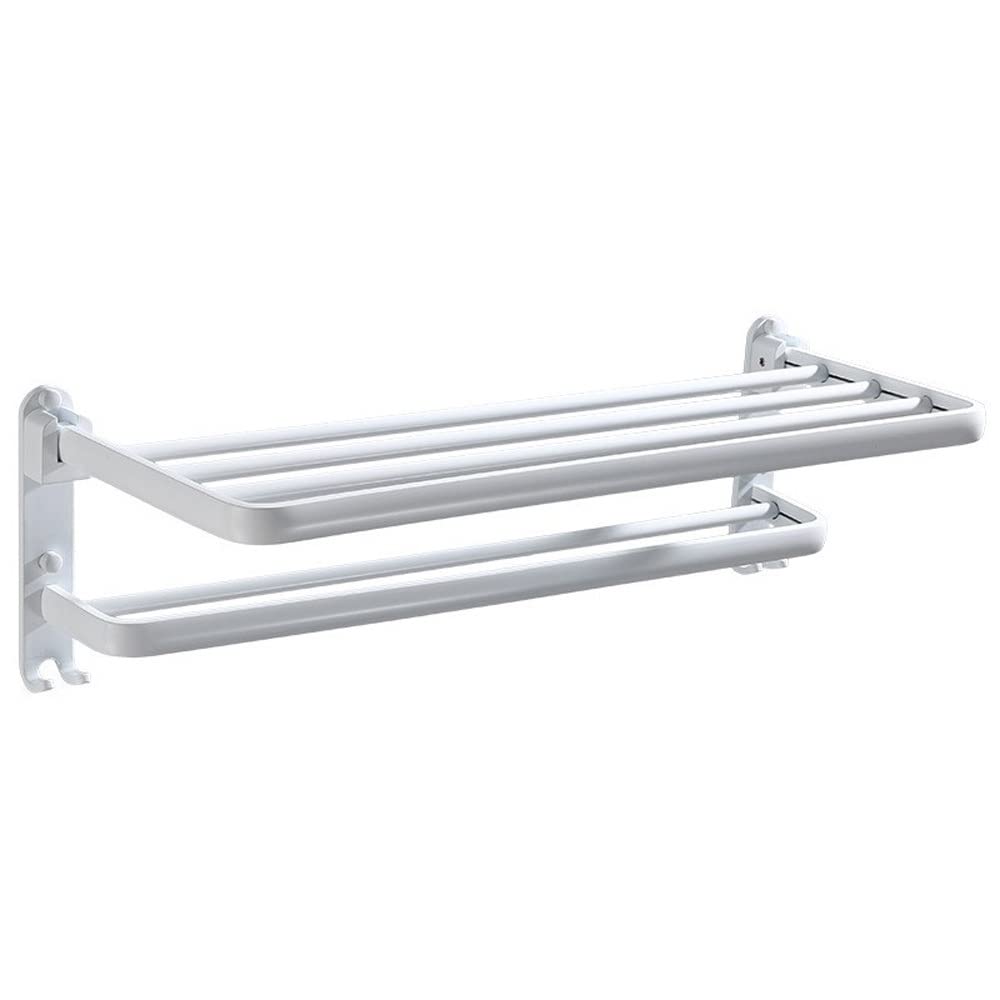Toallero multifuncional blanco de 50cm con estante superior y ganchos