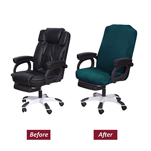 Image of SARAFLORA Office Chair Covers - Large, Sapphire - Removable Computer Chair Covers with Zipper for Universal Rotating Chairs Desk Chairs Cover High Back Chair Seat Washable Protector for Pet