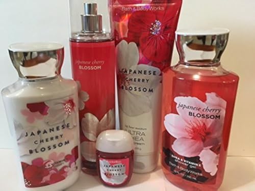 Bath & Body Works JAPANESE CHERRY BLOSSOM Lotion ~ Cream ~Fragrance Mist ~ Shower Gel + Small Sanitizing Hand Gel Lot of 5