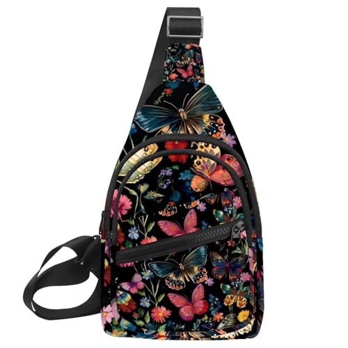 Mochila cruzada de flores para viajar y correr riñonera ajustable senderismo multicolor