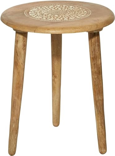 Image of WOOYNEX Wooden Table With Three Legs A Modern Round Coffee And Side For Small Spaces Pillar, Wood Books, Magazines, Plant Stand Living Room Entryway -Natural, 30 Cm, Cm