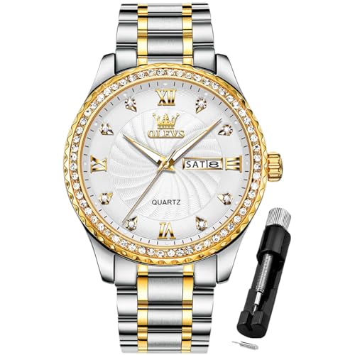 Image of OLEVS Mens Watches Chronograph Luxury Dress Moon Phase Stainless Steel Male Wrist Watch