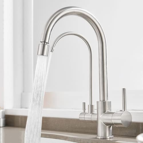 3 Voies De Cuisine 3 En 1 Avec Sortie D'eau Potable Filtrée Pour Filtre À Eau Raccord D'évier Rotatif À 360° Chrome Monomode,Brossé,mode Unique