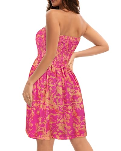 Image of elescat Summer Dresses for Women 2026 Strapless Casual Beach Cover Ups Tube Top Sundress