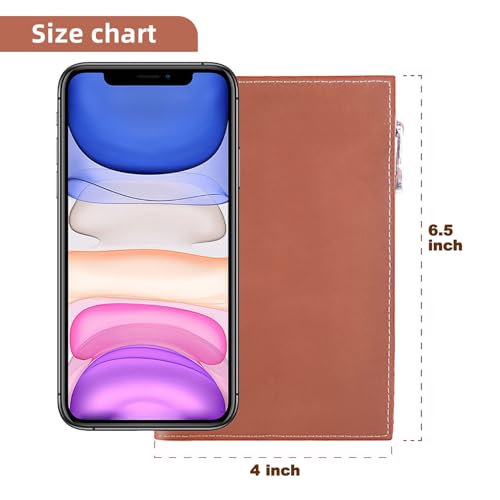 Real Leather Wallet Slim RFID Blocking Passport Holder Travel Document Organizer Blue (Brown)3