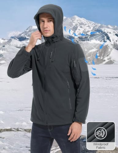 Image of CRYSULLY Men's Tactical Hoodies Jacket Warm Winter Fleece Jacket