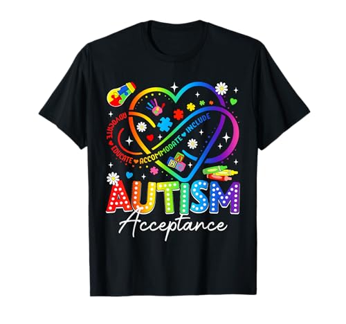 Autism Awareness Acceptance Heart Infinity Symbol Men Women T-Shirt