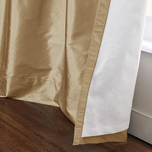 Chadmade 100% Dupioni Silk Curtain 102 Inches Length Drape Grommet Top Room Darkening For Door Window 50Wx102L, 1 Panel, Biscuit, Selman Collection #TOP3