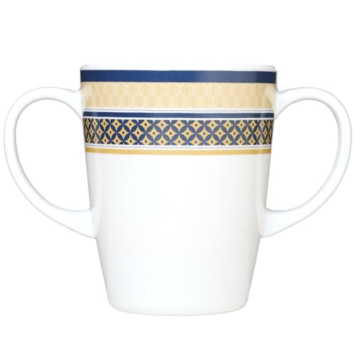 Rosa Lifestyle Two Handled Melamine Mug - 400ml/14oz Capacity - Lightweight (126g) - Mobility Aid for Elderly, Dementia, Weak Grip, Shaky Hands, Tremors, Arthritis, Alzheimer's & Parkinson’s (White)