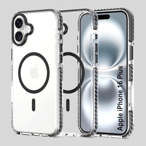 Image of Zapcase Crystal Clear Back case for iPhone 16 Plus | PC Back | TPU Bumper with Inner Rubber Grip | Metal Camera Guard Bezel | Metal Buttons | Scratch Resistant Cover | 2 Layer Edge Protection | Black