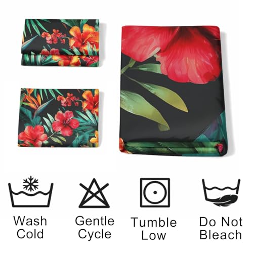 Housse de couette jungle 240x260 cm avec taies d'oreiller imprimées fleurs