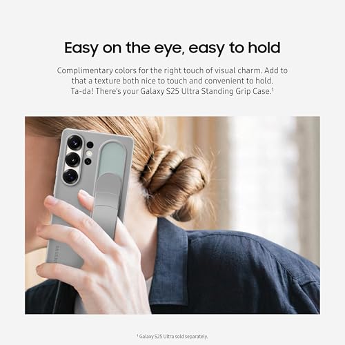 Image of Samsung Galaxy S25 Ultra Standing Grip Phone Case, Protective Cover, Soft Touch, Kickstand, Durable Design, US Version, EF-GS938CBEGUS, Black