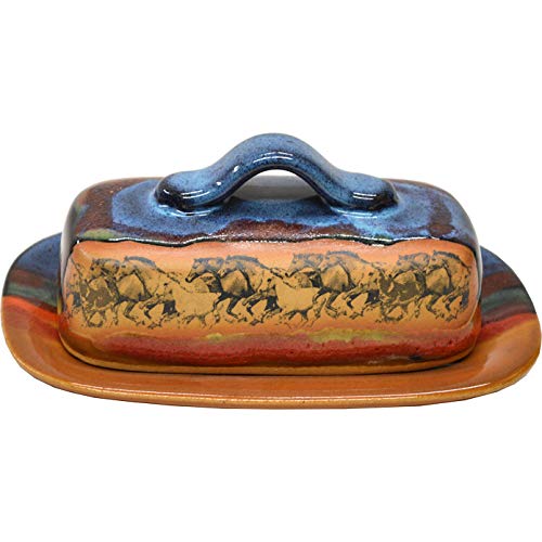 ALWAYS AZUL POTTERY 7.5 Inch by 4 Inch Butter Dish