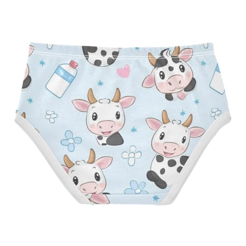 Wusikd Cute Cow Milk Girls' Underwear Cotton Cartoon Girls Briefs Soft Toddler Underwear 2T2