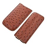 ZUNOXAZ 携帯に便利な棕色オーストリッチ柄レザー葉巻ホルダー用 保湿機能付きシガーポーチ コンパクトで軽量なシガー収納ケース 贈り物に