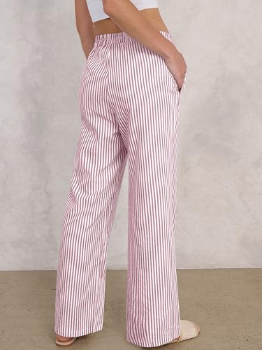 Image of ANRABESS Womens Gingham Striped Boxer Pants | 2026 Fall Outfits,Wide Leg Elastic Waist with Pockets,Casual Lounge Pajama Bottoms,Lightweight Breathable,Fashion Clothing