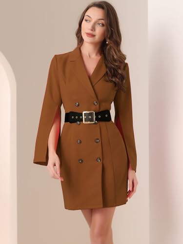 Image of Allegra K Blazer Dress for Women Notched Lapel Work Dresses with Belt