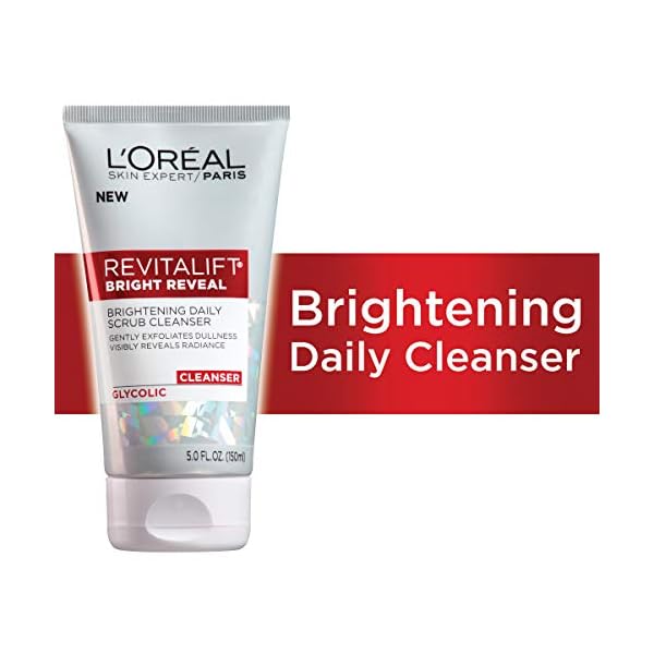 L'Oreal Paris Skincare Revitalift Bright Reveal Facial Cleanser with Glycolic Acid, Anti-Aging Daily Face Cleanser to Exfoliate Dullness and Brighten Skin, 5 Fl Oz (Pack of 1)