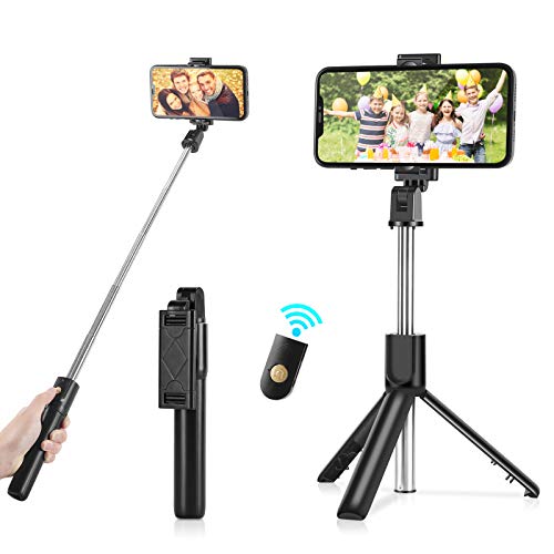 Bluetooth Selfie Stick Stativ, AlBetter 3-in-1 Mini Selfie Stick mit Abnehmbarer Bluetooth Fernbedienung, geeignet für…