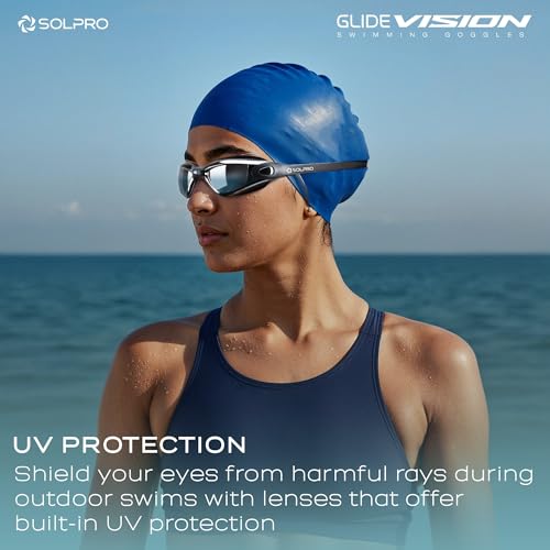 Image of Solpro Glide Vision Unisex Adult Swimming Goggles for Women,Men,Boys,Girls,Teenagers,Athletes,Swimmers|2 in 1 with Built In Earplugs for Training,Competition in Pool,Beach,Water Sport,Activties