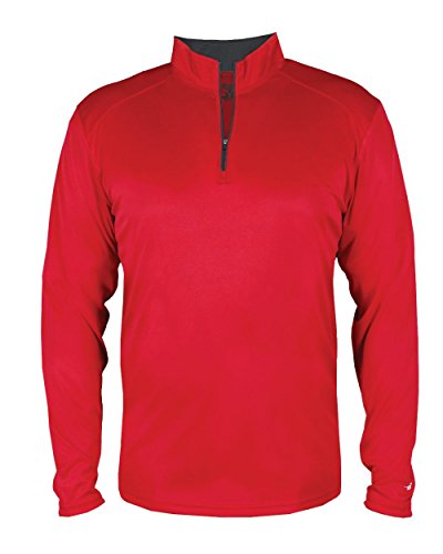 Badger Sport Red Youth XL Long Sleeve 1/4 Zip Pullover Wicking Sports Jacket