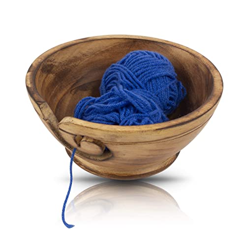 Handcrafted Wooden Yarn Knitting Crochet Bowl Holder For Skien Yarn Balls Decorative Storage Organizer Crocheting Needlework Knitting Accessories Kit Supplies Sturdy Non Slip Gifts For Mother Her - Image 4