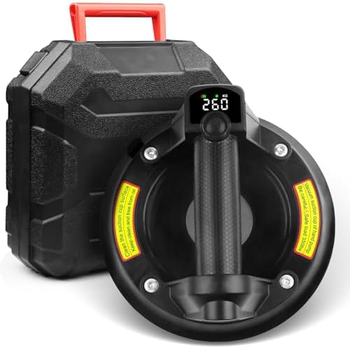 Glass Electric Suction Cup, Heavy Duty Vacuum Glass Lifter, Digital Display, 4000mAh Battery, 8