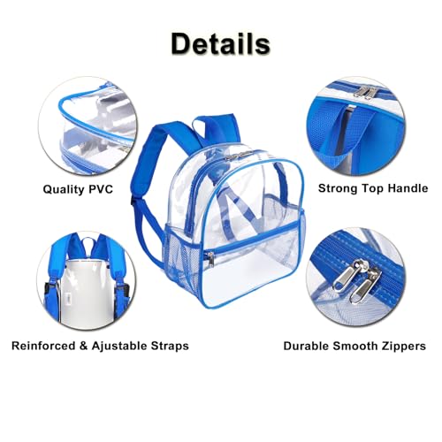 Image of Fomaris Clear Backpack Stadium Approved 12x6x12, Clear Bag with Reinforced Straps for Stadium Events, Sports, Festivals, Concerts - Blue