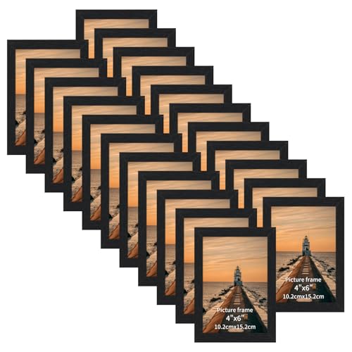 Edenseelake 4x6 Picture Frame Set of 22 Black Wood Picture Frames Display 4 by 6 Inch Photo for Tabletop or Wall Vertical or Horizontal