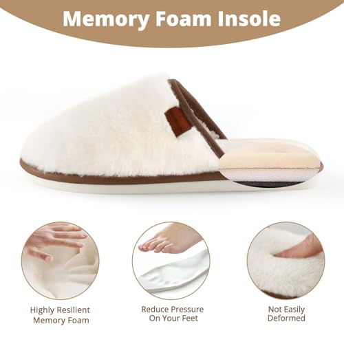 HUXMEYSON Slippers for Women, Fuzzy Faux Rabbit Fur Womens Slippers – Cozy, Soft, Lightweight, Non-Slip Memory Foam Indoor House Shoes2