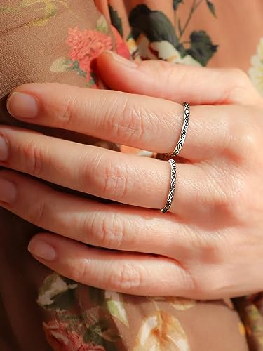 Bestyle Dainty Silver Celtic Knot/Evil Eye Ring - 2mm Slim Band Ring/ 3.5mm Spinning Rolling Ring, Thin Vintage Finger Thumb Ring for Women Girls, Gift Packaged3