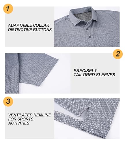 Image of Damipow Premium Golf Shirts for Men Dry Fit Performance Polo Short Sleeve Collared Shirt