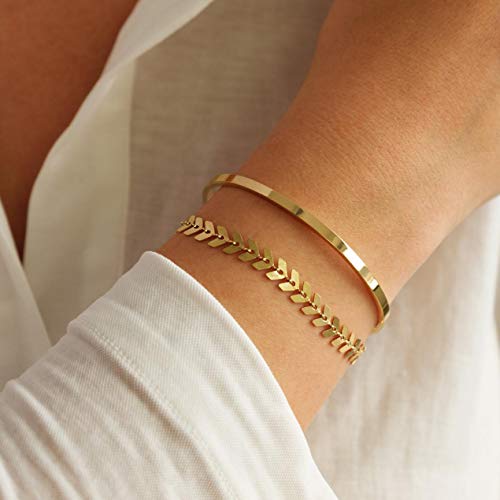 Starain Gold Beaded Bracelets For Women 18K Gold Plated Chain Link Stacking Bracelet Set Jewelry Gift Birthday Gift For Mom Women Wife Girls Her #TOP2