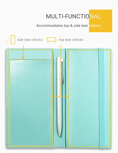 Image of Zreal Checkbook Cover for Women, Premium Vegan Leather Checkbook Holder for Top & Side Tear Duplicate Checks with RFID Blocking (Pale Turquoise)