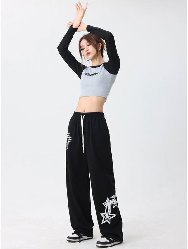 Pooyikoi Women Streetwear Sweatpants High Elastic Waist Loose Joggers Y2k Star Print Pants Harajuku Gothic Baggy Trousers - Image 3