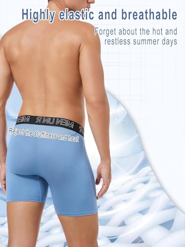Men's 4-Pack Big & Tall L-5XL Underwear Boxer Briefs Fly,Cooling Mesh Zone, Long-leg,Moisture-Wicking Underwear Pack3