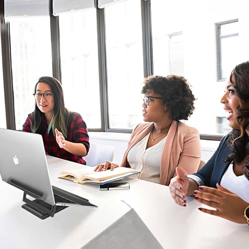 Image of SOOPII Mini Premium Metal Folding Portable, Lightweight Laptop Stand Non-Slip Base Tabletop Risers for 10-17 Inch Laptop & Keyboard Cooling Padstand Pack of 2pcs (JDL-40)