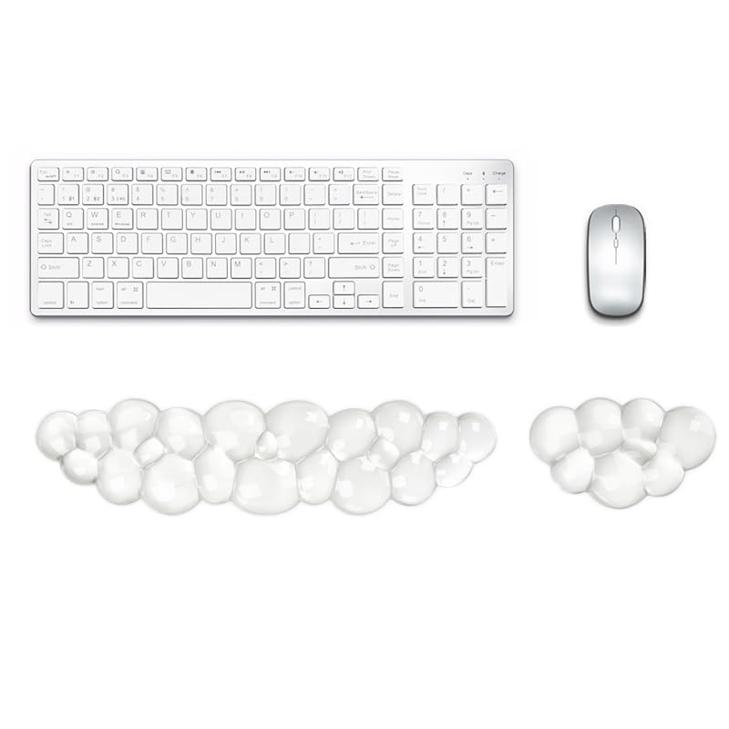 YOWKA Ergonomic Wrist Rest Set for Keyboard and Mouse, Cooling Gel Support (Transparent)