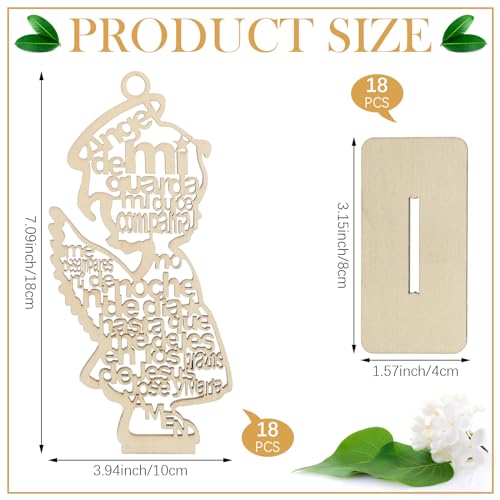 Briwooody BRIWOOODY-RRY-432 18 Pcs Guardian Angel Wings Girl Wooden Baptism Centerpiece For Table Wood With Stand Angel Laser Cutout Religious Baptism Favor thumb #1