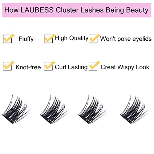 Image of Lash Extension Kit LAUBESS Lash Clusters Kit Cluster Eyelash Extensions Kit Eyelash Clusters Lash Bond and Seal Waterproof Tweezers Brush Lash Glue Remover (Kit 01-D-Mix14-18)