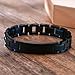 Personalized Photo Bracelets Gift for Men-Mens Luxury Stainless Steel Wristband,14mm Black Blue ID Bracelet,Customized Picture Image Gift to Dad Husband,Christmas Father's Day Graduation Gifts (Pic-Black-Blue, 7.3