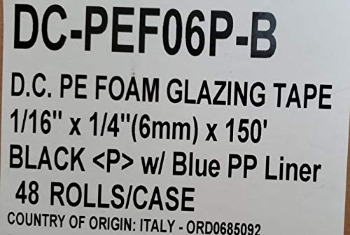 Image of Double Coated Window Glazing Tape, DC-PEF06P, Width 1 /16 inch x Thick 1 /4 inch x 150' Black