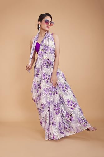 Image of Garden Vareli Summer Roganza Viscose Brasso Floral Print Saree with Unstitched Blouse Piece
