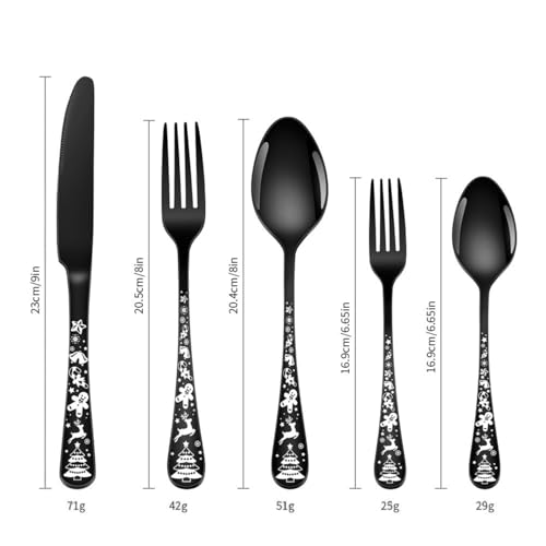 Image of Stainless Steel Flatware Cutlery, Mirror Polished Tableware Eating Utensils for Home Kitchen, Spoons Set Include Knife Fork Spoon & Dinner Knives (10 Pieces, Color : Black)