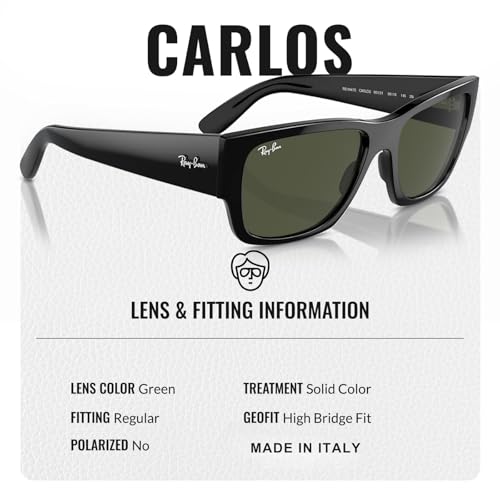 Image of Ray-Ban RB0947S CARLOS Rectangle Shaped Sunglasses for Men & Women with Official RAYBAN Eyewear Kit