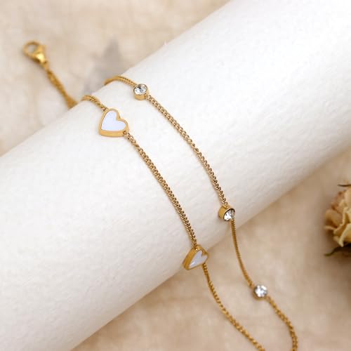 Image of Dainty Gold Shell Pearl Charm Ankle Bracelet for Women Trendy non-Tarnish Adjustable Anklet Summer Beach Fashion Jewelry Gift