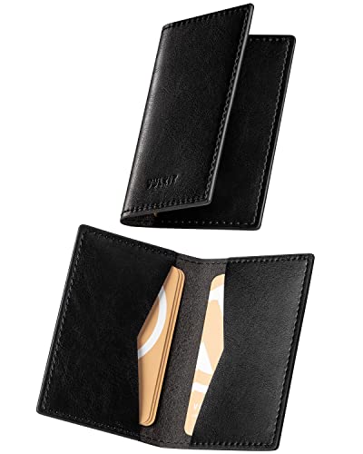 VULKIT Leather Business Card Holder 2 Sided Slim Business Name Card Organizer for Men or Women, Up...